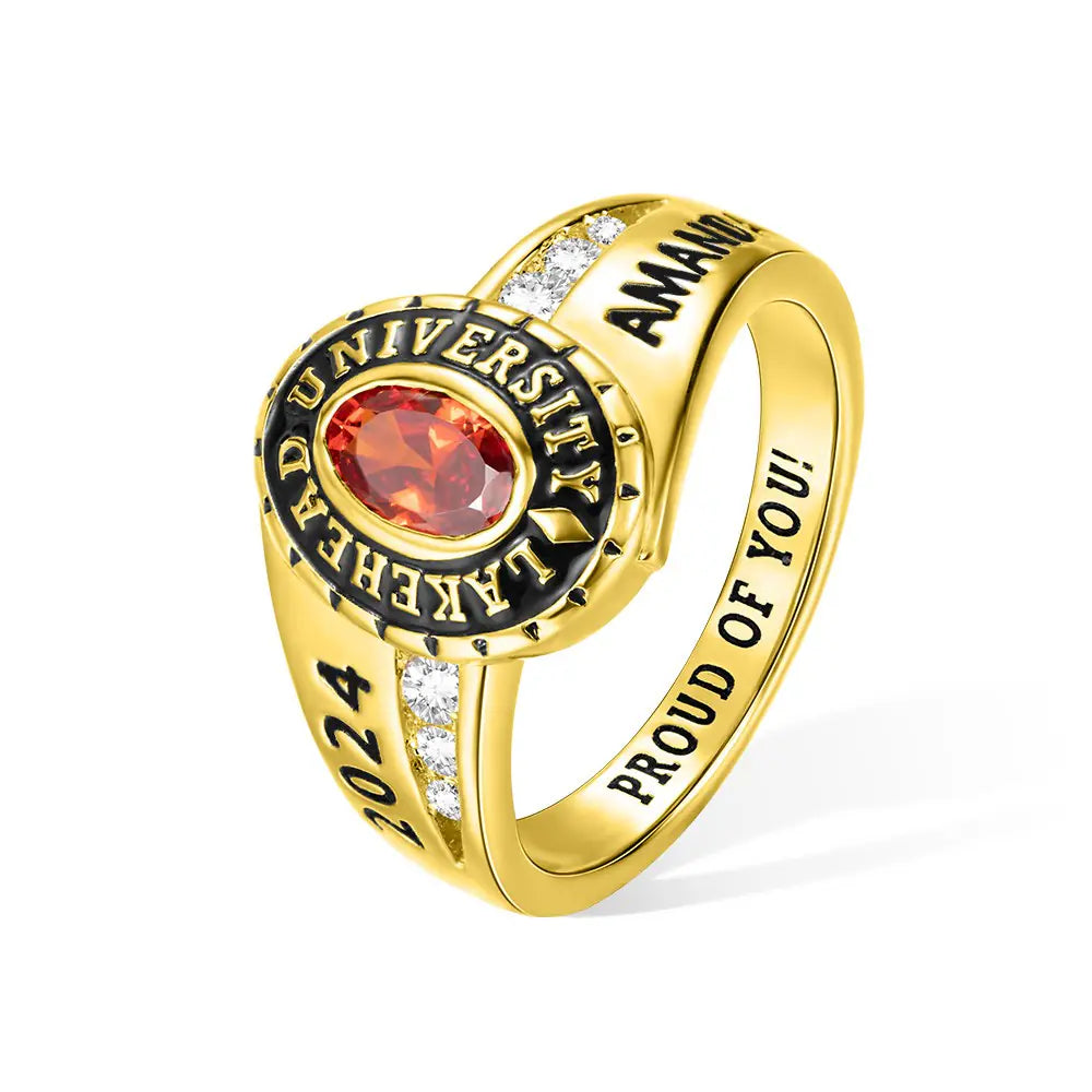 Custom School Class Ring, Jewelry For Woman, Sterling Silver 925 High School University Personalized Mementos Jewelry, Graduation Rings 2023