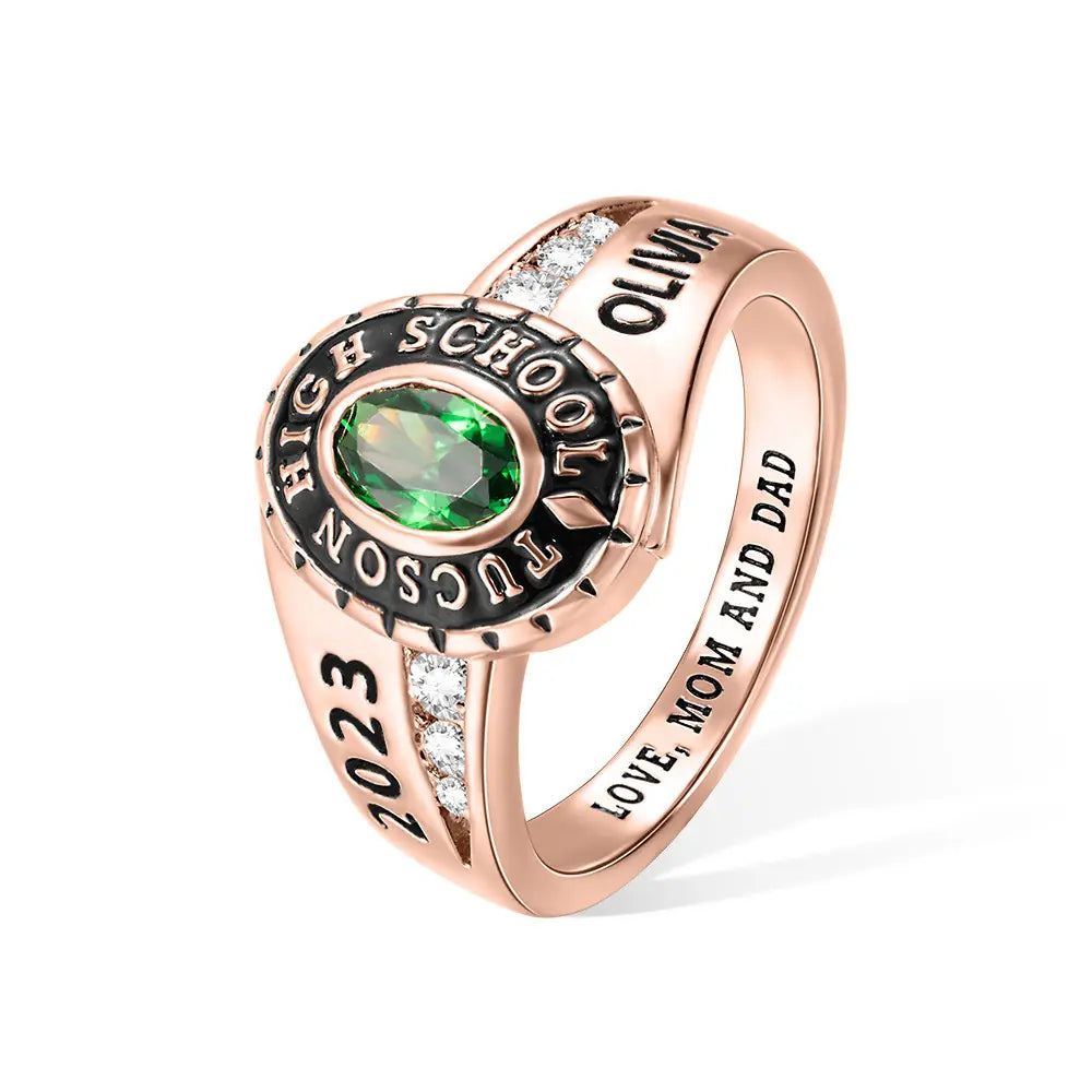 Custom School Class Ring, Jewelry For Woman, Sterling Silver 925 High School University Personalized Mementos Jewelry, Graduation Rings 2023