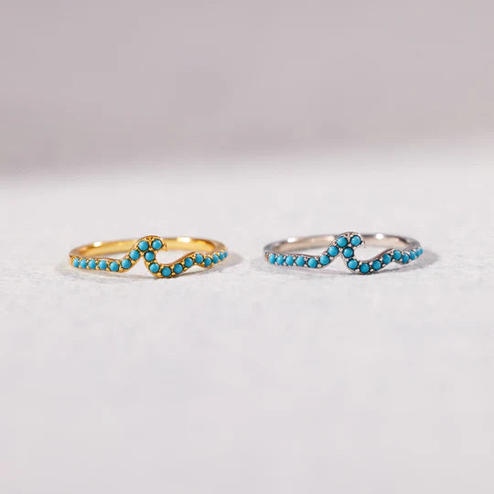 Mother & Daughter Weather Storms Side By Side Turquoise Wave Ring
