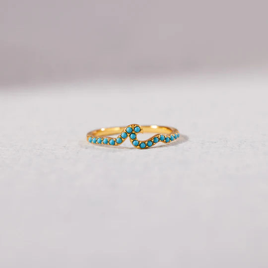 Mother & Daughter Weather Storms Side By Side Turquoise Wave Ring