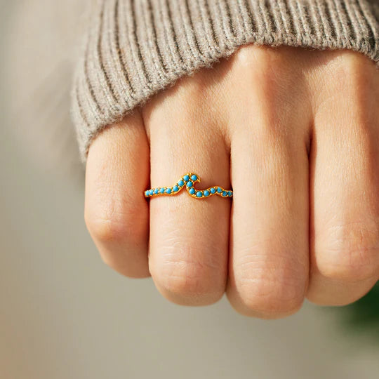 Mother & Daughter Weather Storms Side By Side Turquoise Wave Ring