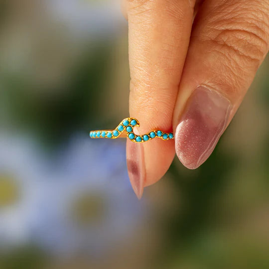 Mother & Daughter Weather Storms Side By Side Turquoise Wave Ring