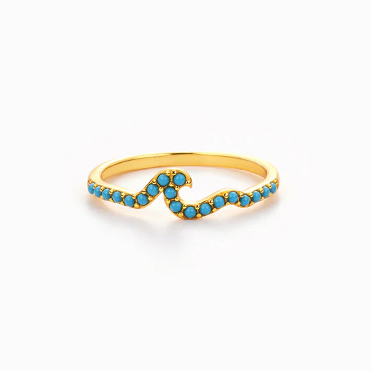 Mother & Daughter Weather Storms Side By Side Turquoise Wave Ring