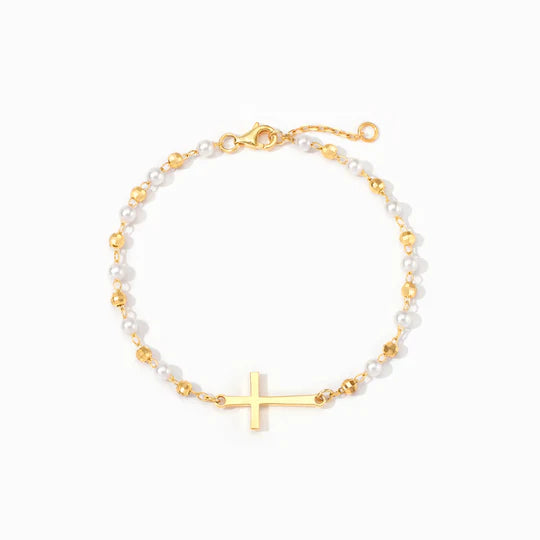 MY SMALL CIRCLE OF FEMALE FRIENDS CROSS PEARL BRACELET