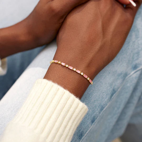 BEST FRIENDS PINK AND WHITE TENNIS BRACELET