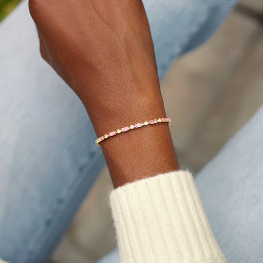 BEST FRIENDS PINK AND WHITE TENNIS BRACELET