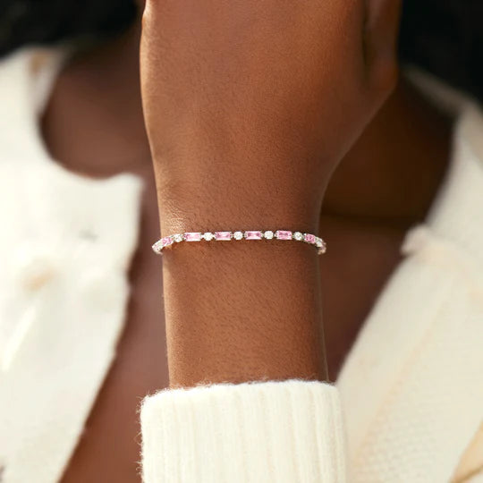 BEST FRIENDS PINK AND WHITE TENNIS BRACELET