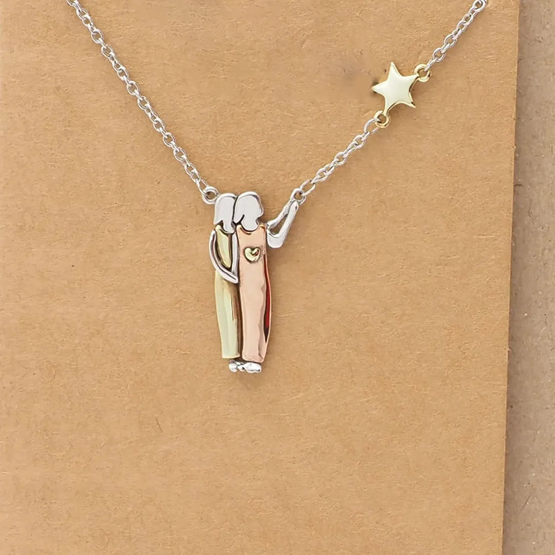 FOR SISTER - A SISTER IS GOD'S WAY OF MAKING SURE WE NEVER WALK ALONE SISTERS AND STAR PENDANT NECKLACE