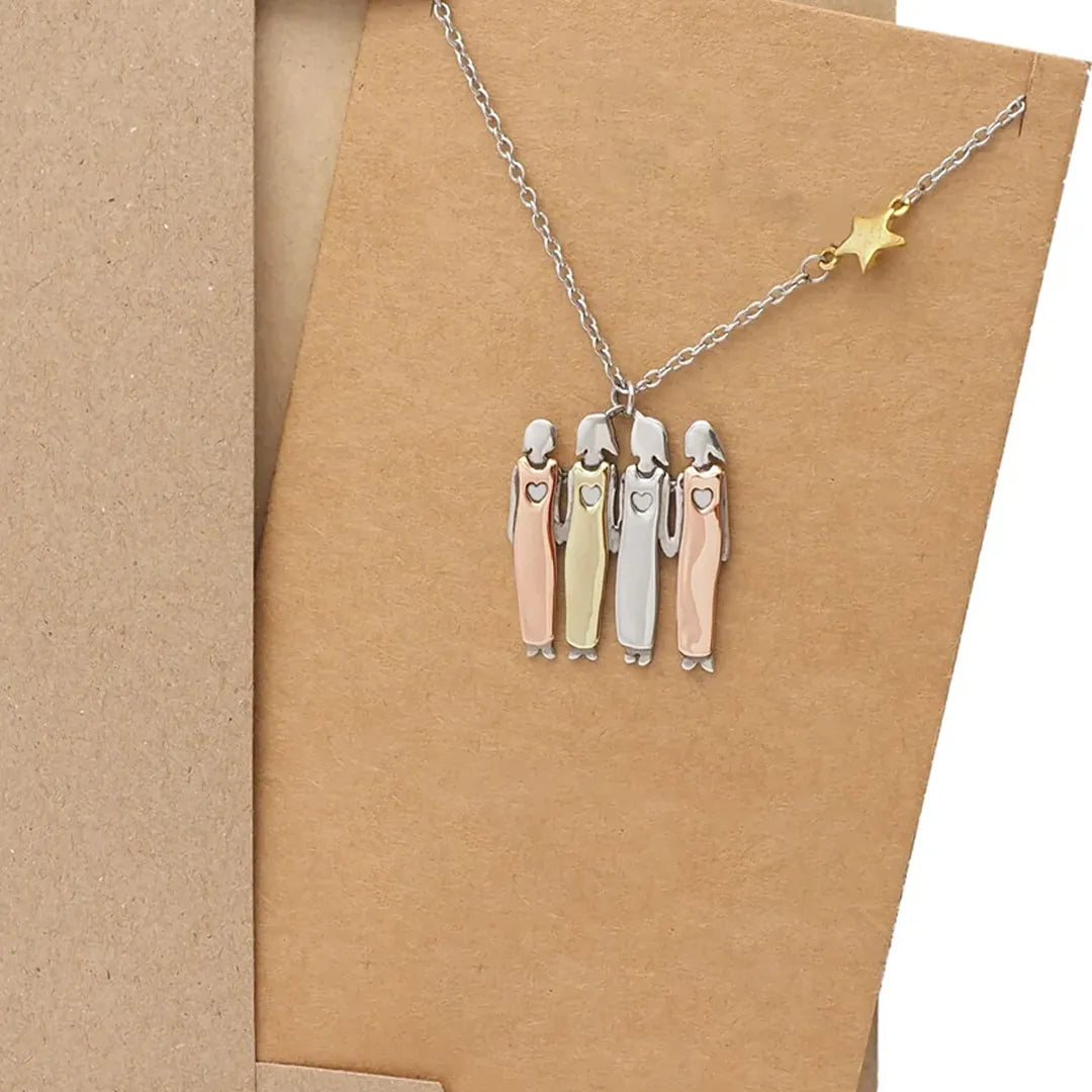 FOR SISTER - A SISTER IS GOD'S WAY OF MAKING SURE WE NEVER WALK ALONE SISTERS AND STAR PENDANT NECKLACE