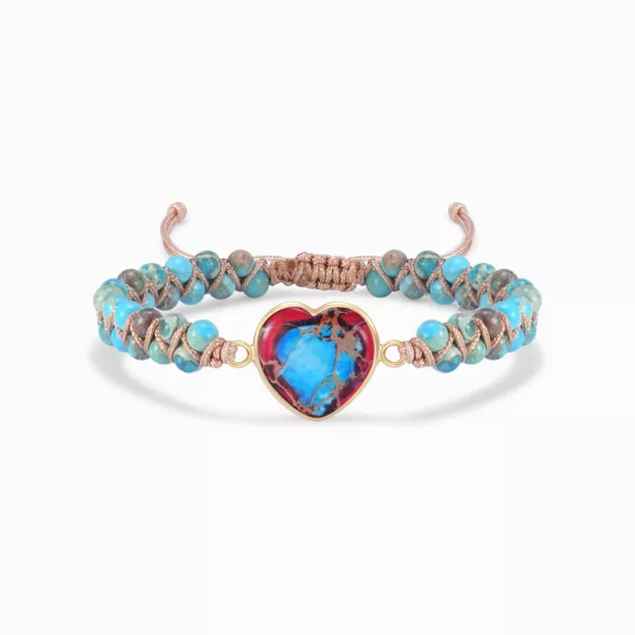 To My Granddaughter Love You Forever Jasper Heart Bracelet