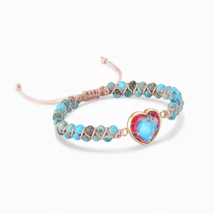 To My Granddaughter Love You Forever Jasper Heart Bracelet