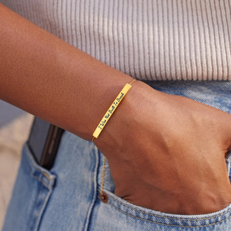 I Was Not Built To Break Dainty Chain Tube Bracelet