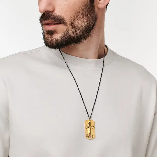 Personalized Cross Dog Tag Necklace for Men