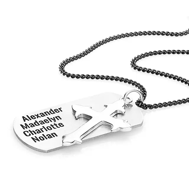 Personalized Cross Dog Tag Necklace for Men