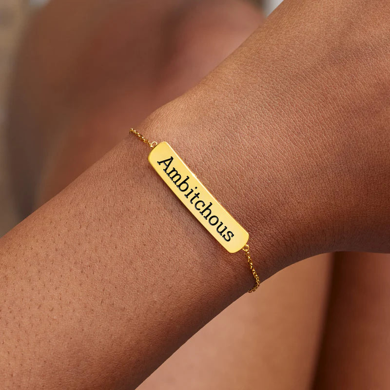 Ambitchous Motivational Dainty Chain Bar Bracelet