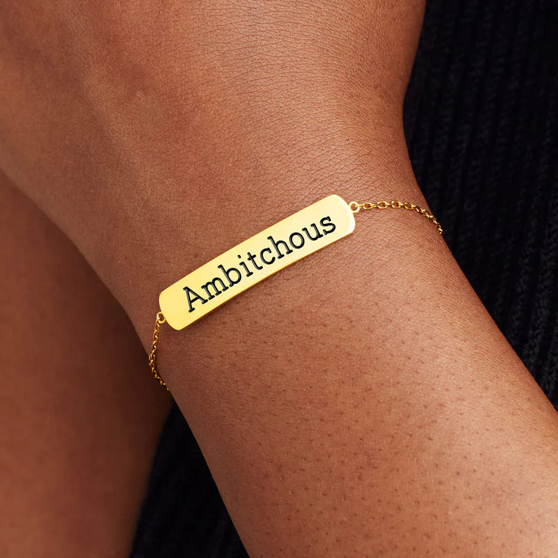 Ambitchous Motivational Dainty Chain Bar Bracelet