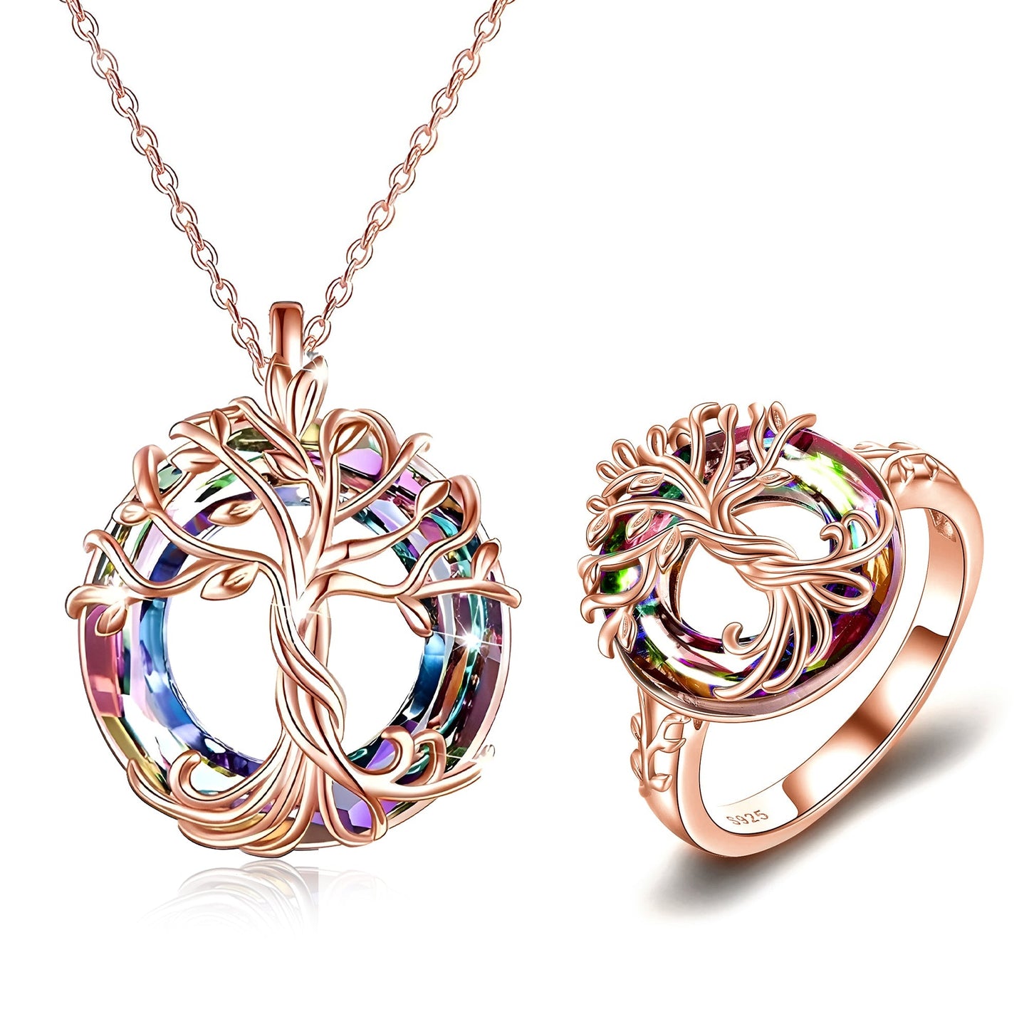 FOR MOM - S925 MOTHER IS THE FAMILY ROOT TREE CRYSTAL NECKLACE
