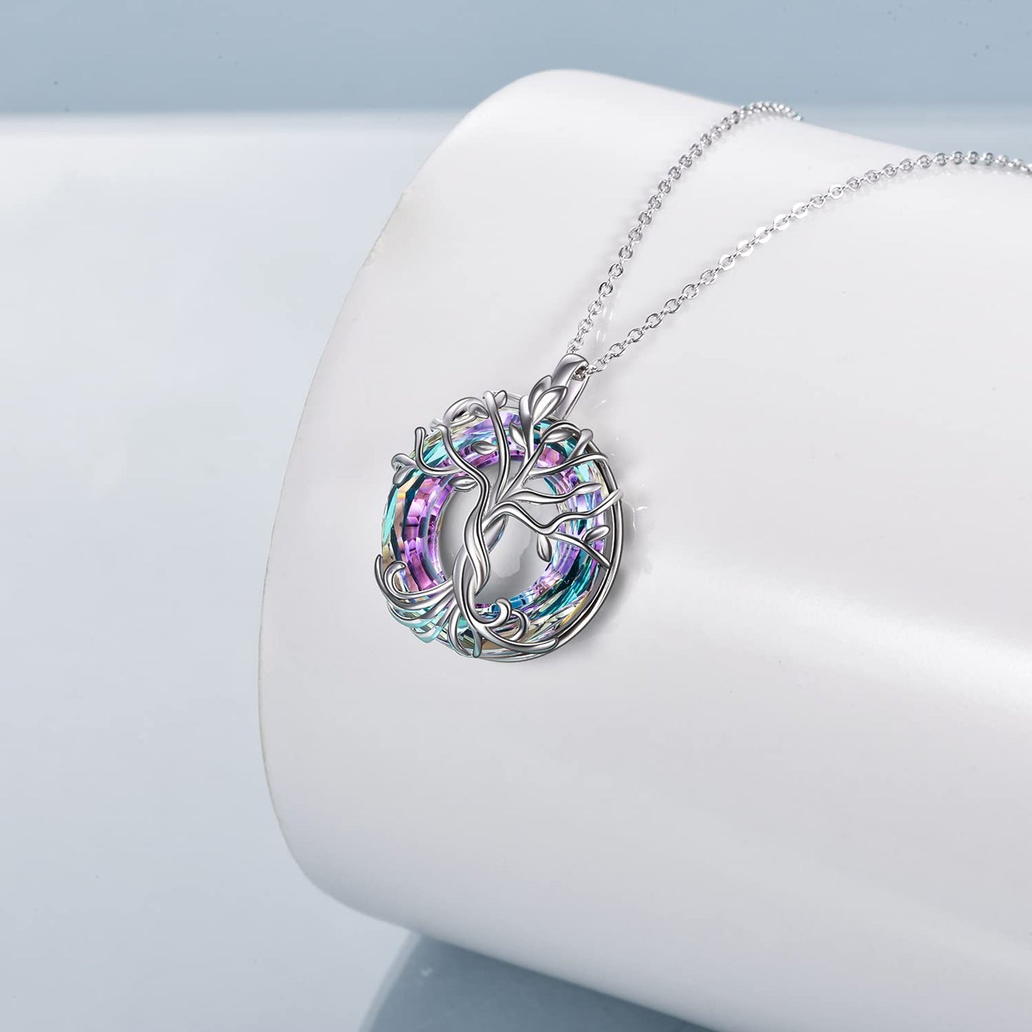 FOR MOM - S925 MOTHER IS THE FAMILY ROOT TREE CRYSTAL NECKLACE