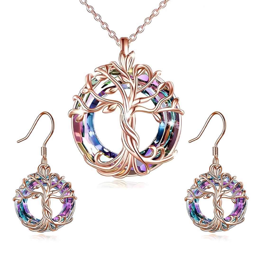 FOR MOM - S925 MOTHER IS THE FAMILY ROOT TREE CRYSTAL NECKLACE