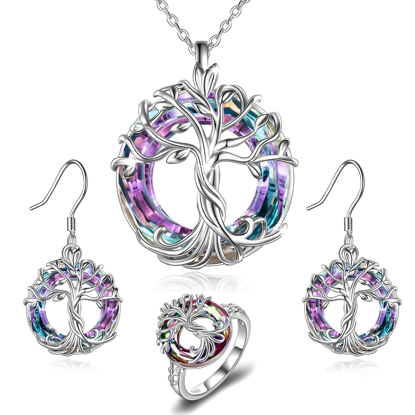 FOR MOM - S925 MOTHER IS THE FAMILY ROOT TREE CRYSTAL NECKLACE