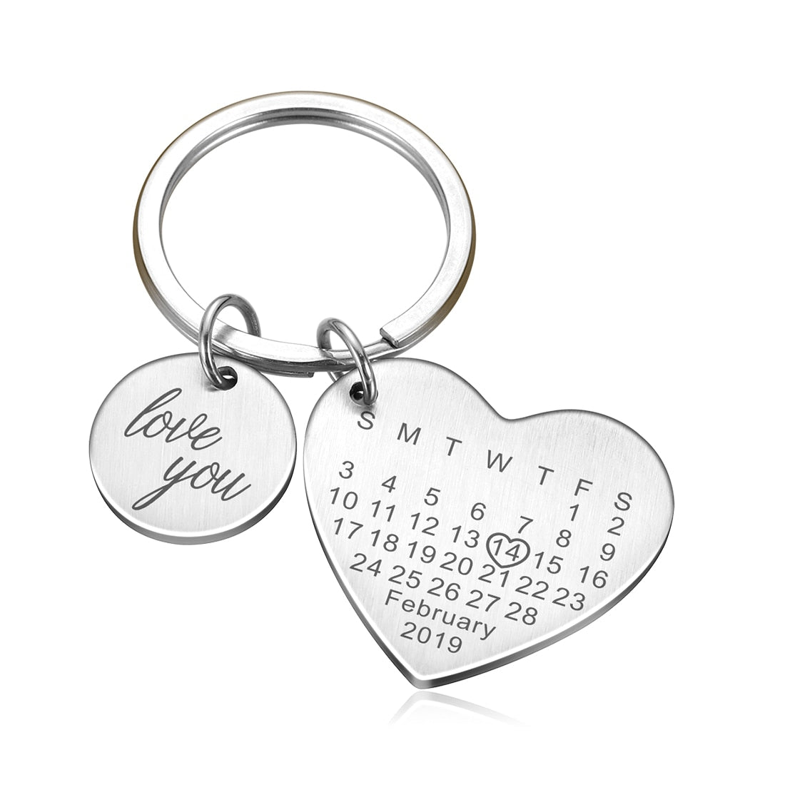 Wedding Anniversary Gift for Boyfriend or Husband & wife, Custom Key Chain Ring Engraved Calendar Date Stainless Steel