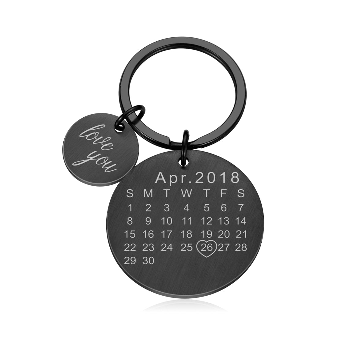 Wedding Anniversary Gift for Boyfriend or Husband & wife, Custom Key Chain Ring Engraved Calendar Date Stainless Steel