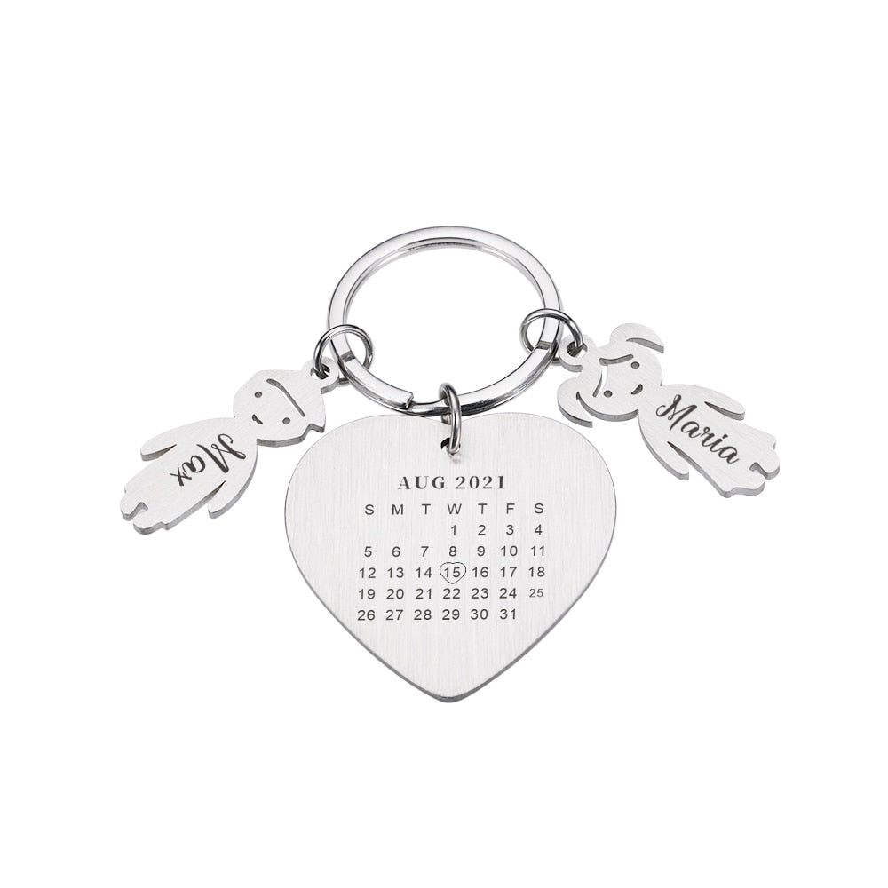 Wedding Anniversary Gift for Boyfriend or Husband & wife, Custom Key Chain Ring Engraved Calendar Date Stainless Steel