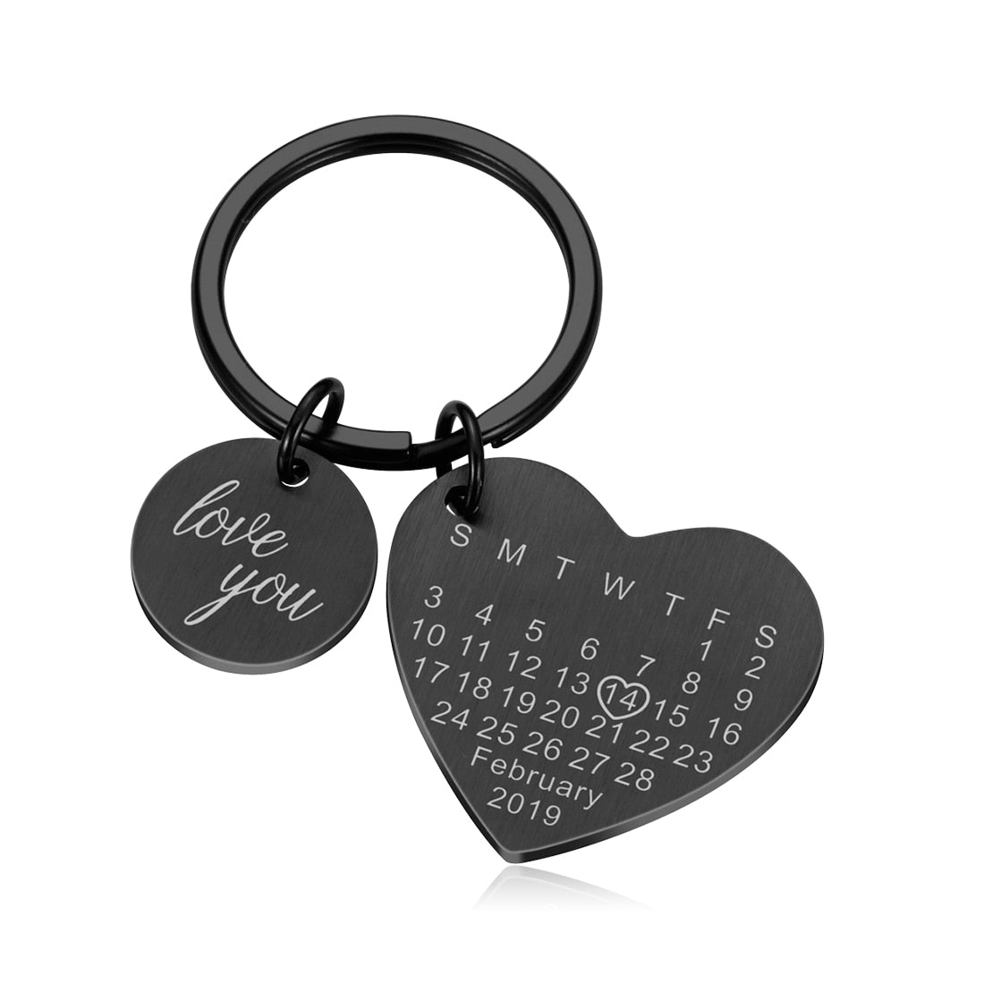 Wedding Anniversary Gift for Boyfriend or Husband & wife, Custom Key Chain Ring Engraved Calendar Date Stainless Steel
