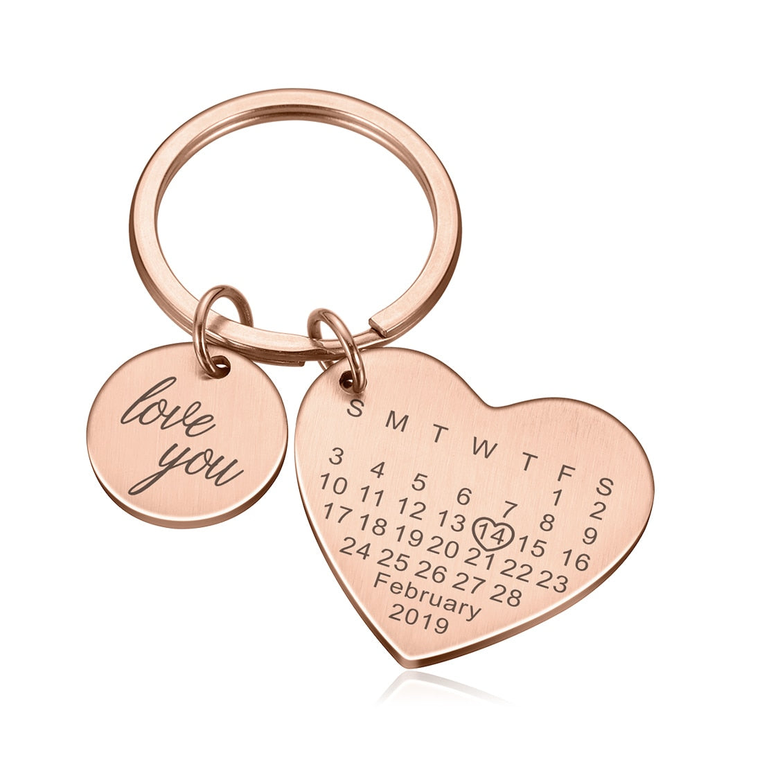 Wedding Anniversary Gift for Boyfriend or Husband & wife, Custom Key Chain Ring Engraved Calendar Date Stainless Steel