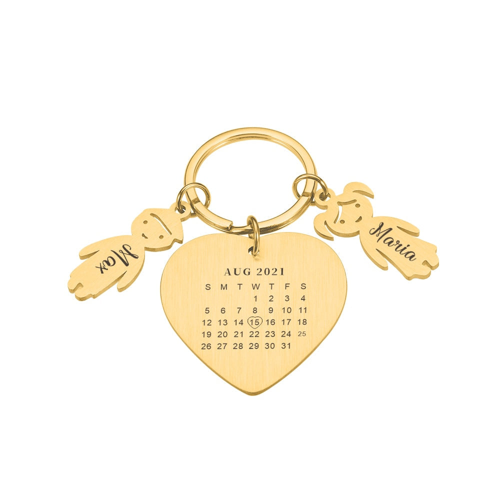 Wedding Anniversary Gift for Boyfriend or Husband & wife, Custom Key Chain Ring Engraved Calendar Date Stainless Steel