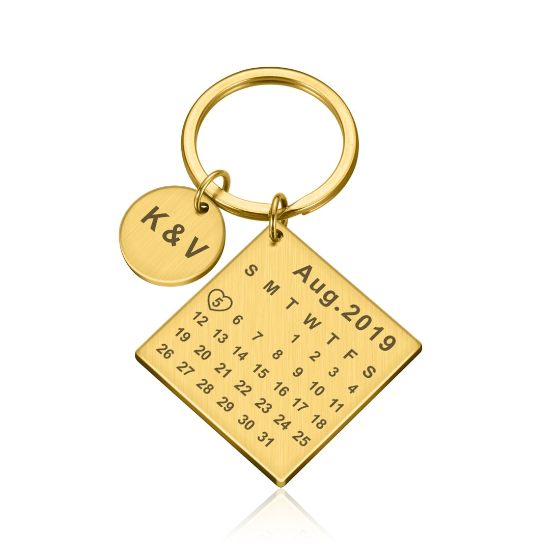 Wedding Anniversary Gift for Boyfriend or Husband & wife, Custom Key Chain Ring Engraved Calendar Date Stainless Steel