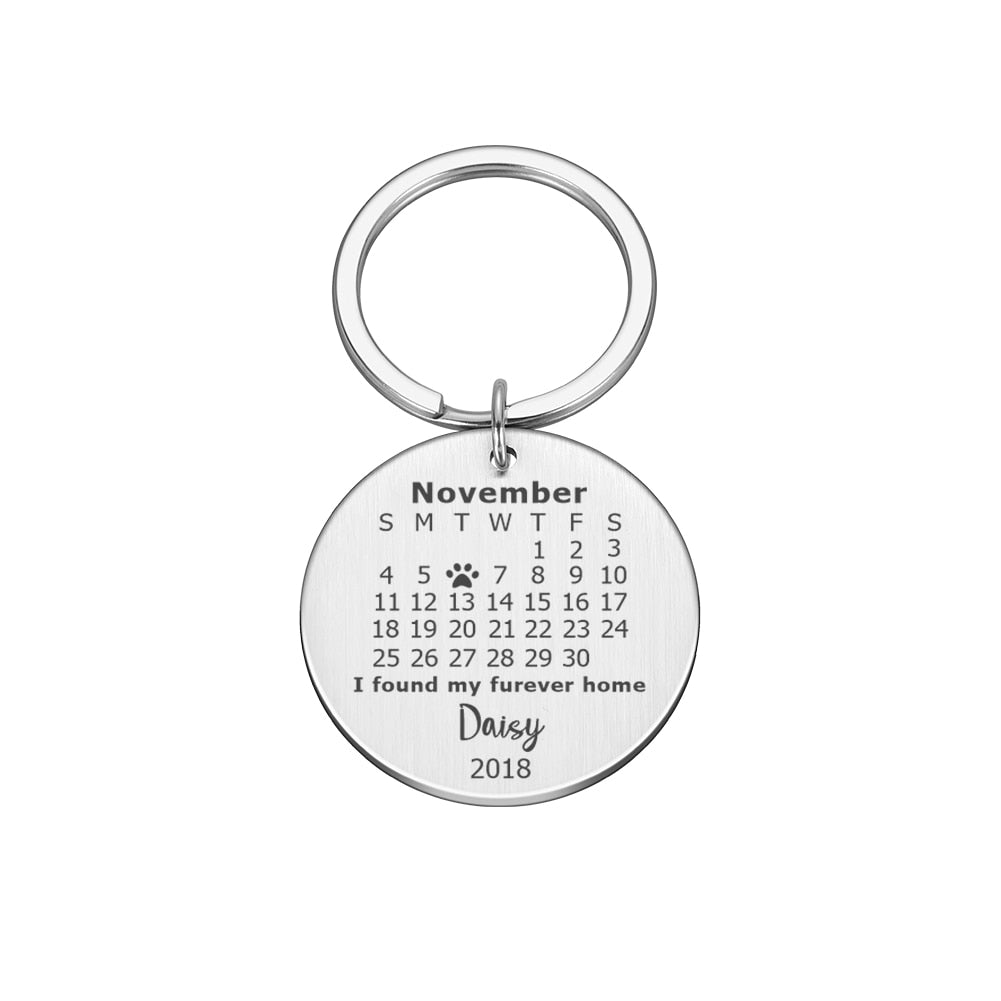 Wedding Anniversary Gift for Boyfriend or Husband & wife, Custom Key Chain Ring Engraved Calendar Date Stainless Steel