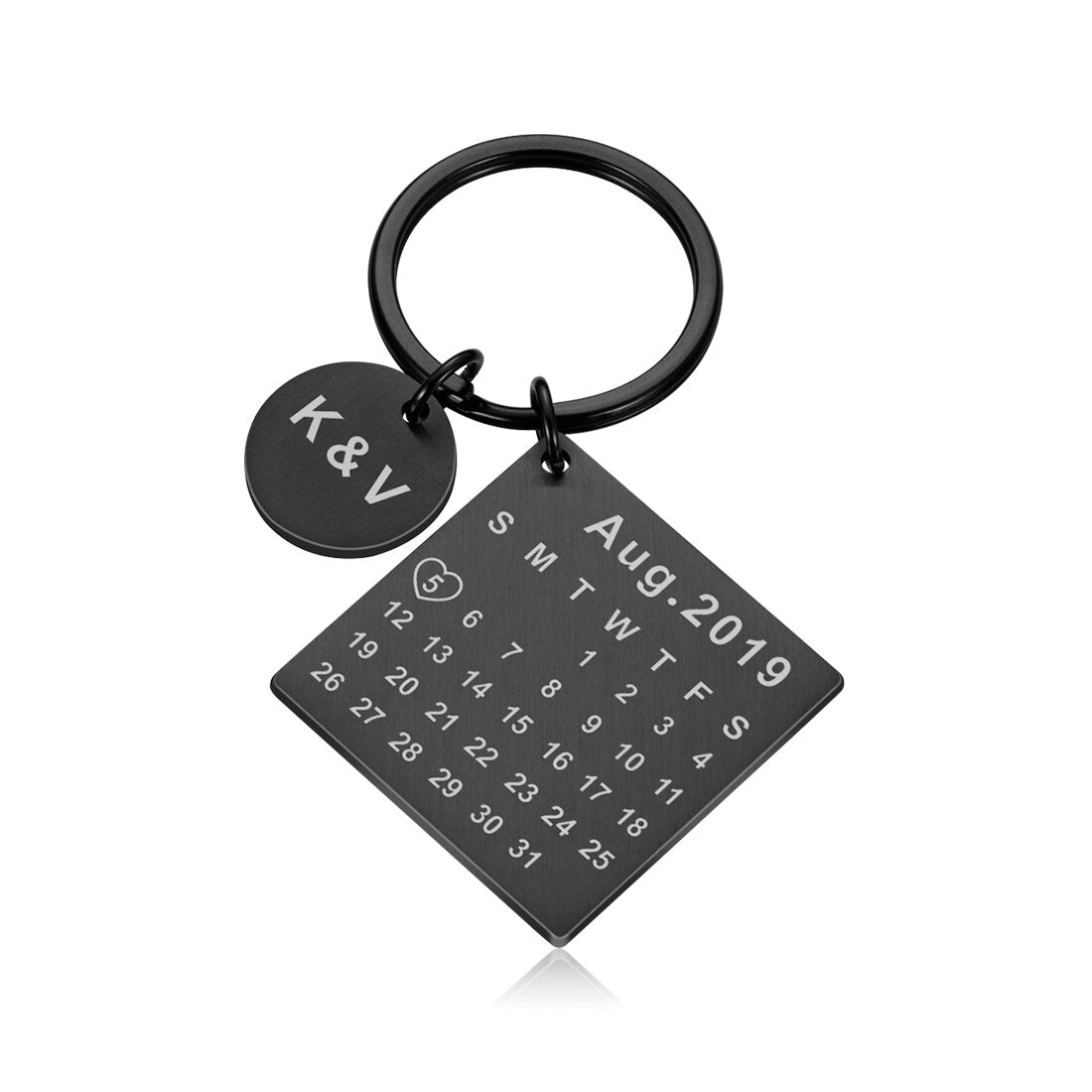 Wedding Anniversary Gift for Boyfriend or Husband & wife, Custom Key Chain Ring Engraved Calendar Date Stainless Steel