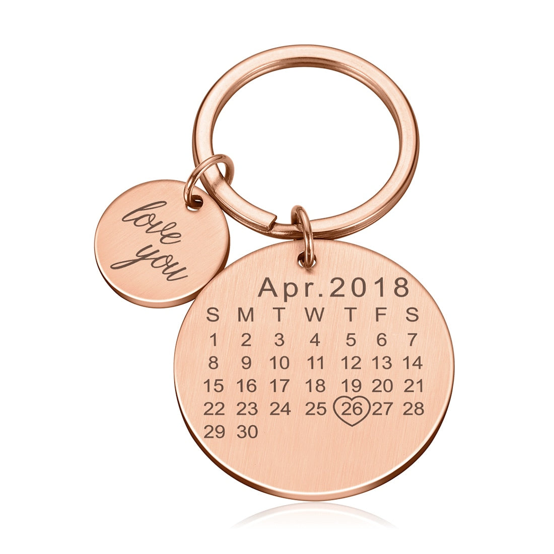 Wedding Anniversary Gift for Boyfriend or Husband & wife, Custom Key Chain Ring Engraved Calendar Date Stainless Steel