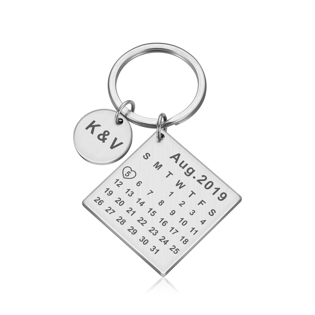 Wedding Anniversary Gift for Boyfriend or Husband & wife, Custom Key Chain Ring Engraved Calendar Date Stainless Steel