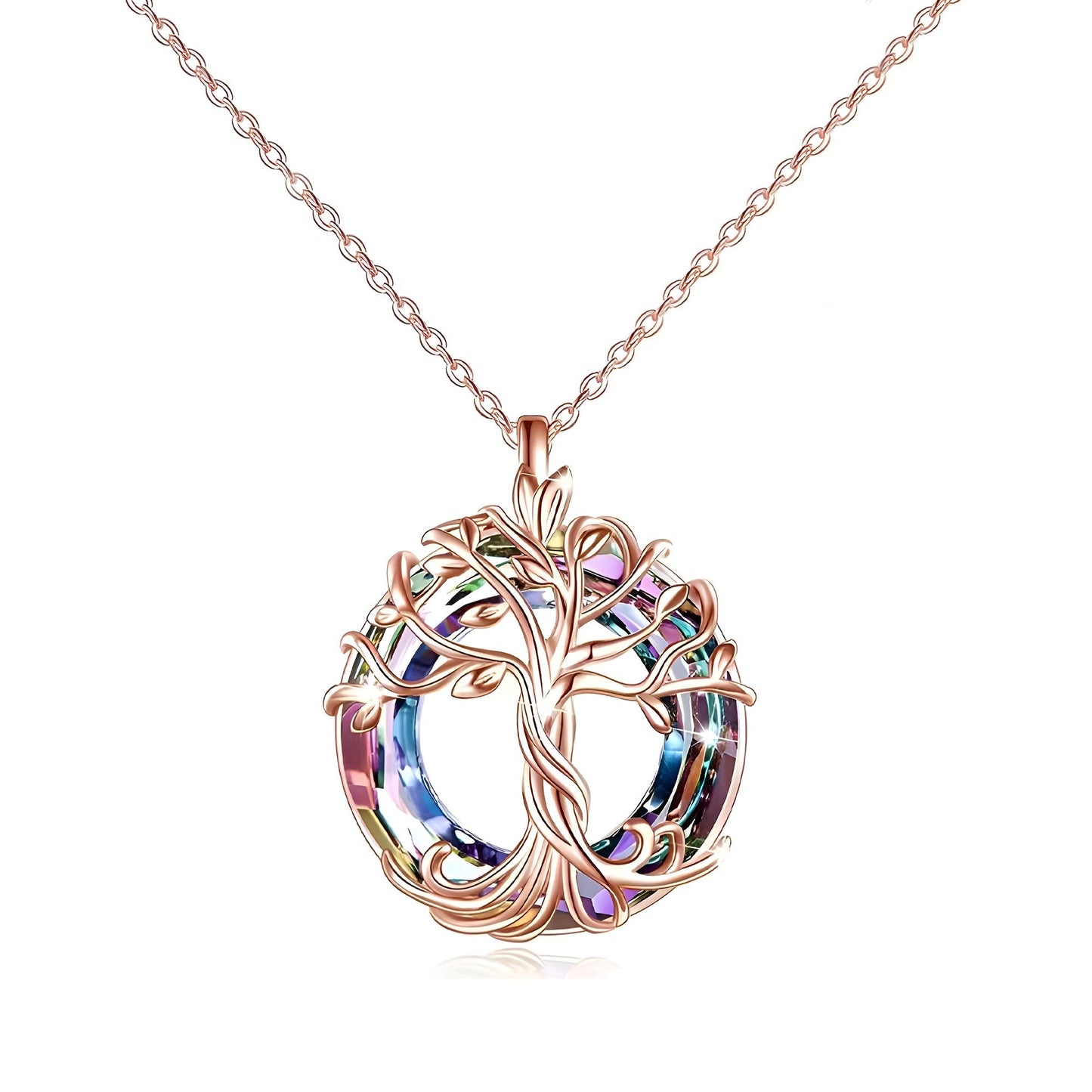 FOR MOM - S925 MOTHER IS THE FAMILY ROOT TREE CRYSTAL NECKLACE