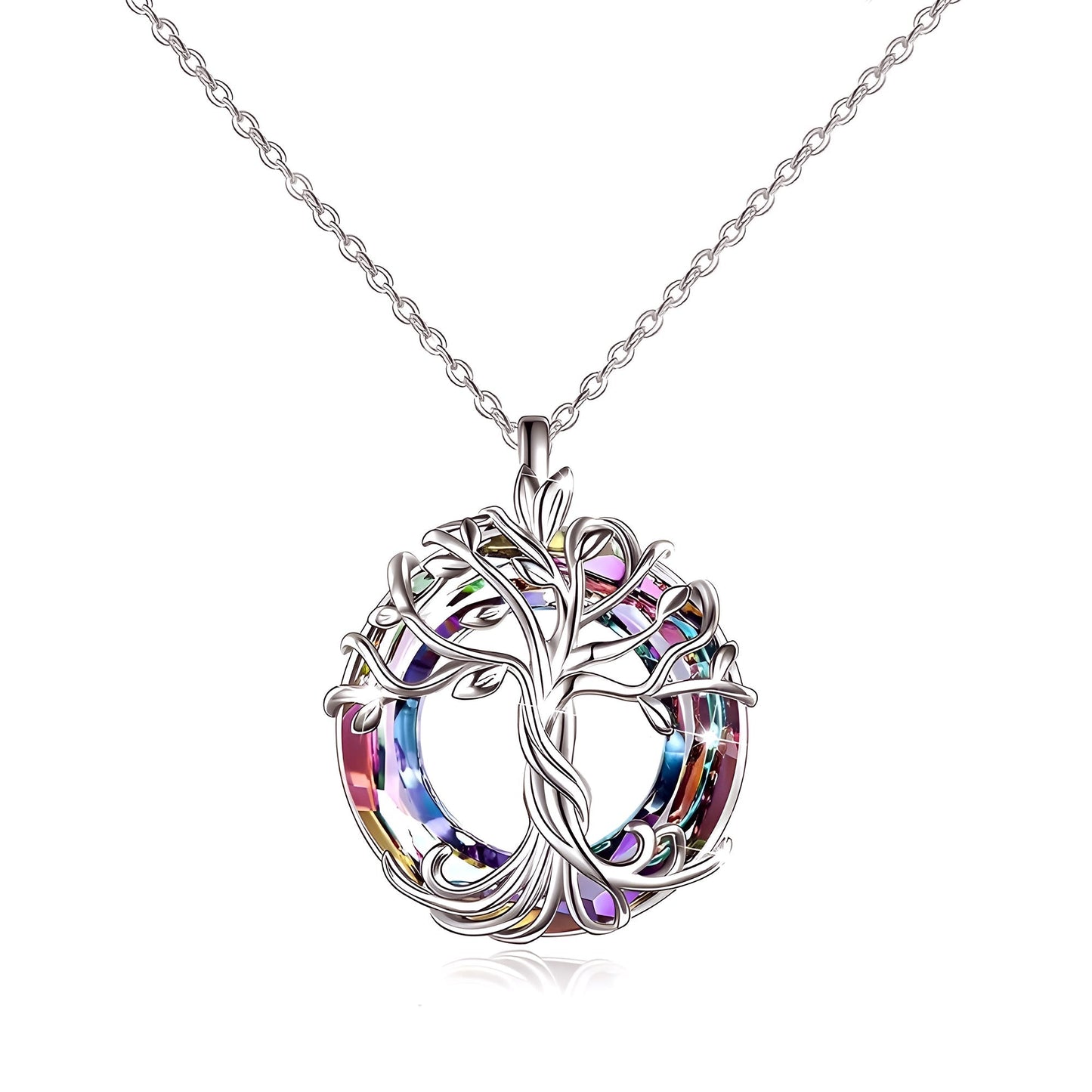 FOR MOM - S925 MOTHER IS THE FAMILY ROOT TREE CRYSTAL NECKLACE