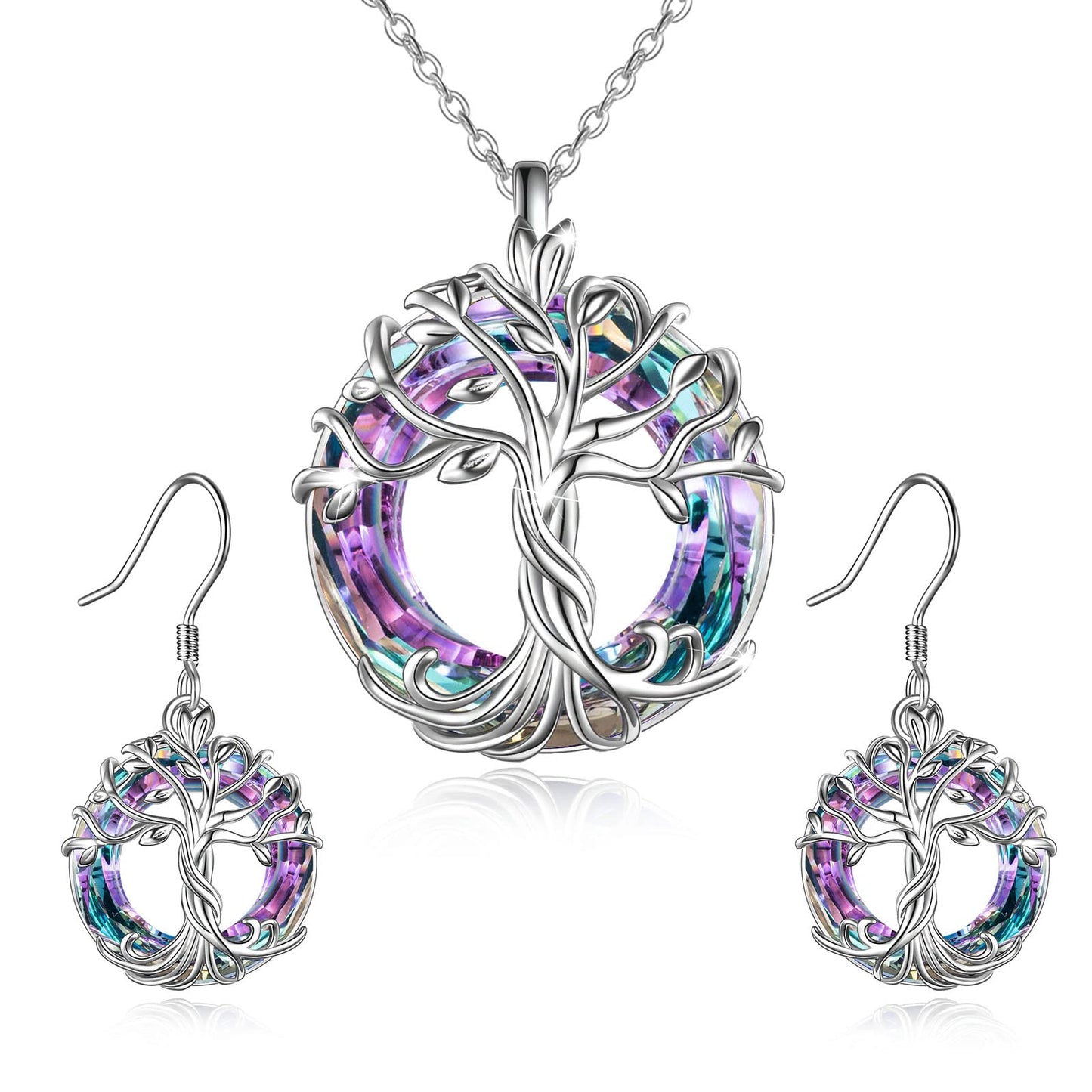 FOR MOM - S925 MOTHER IS THE FAMILY ROOT TREE CRYSTAL NECKLACE