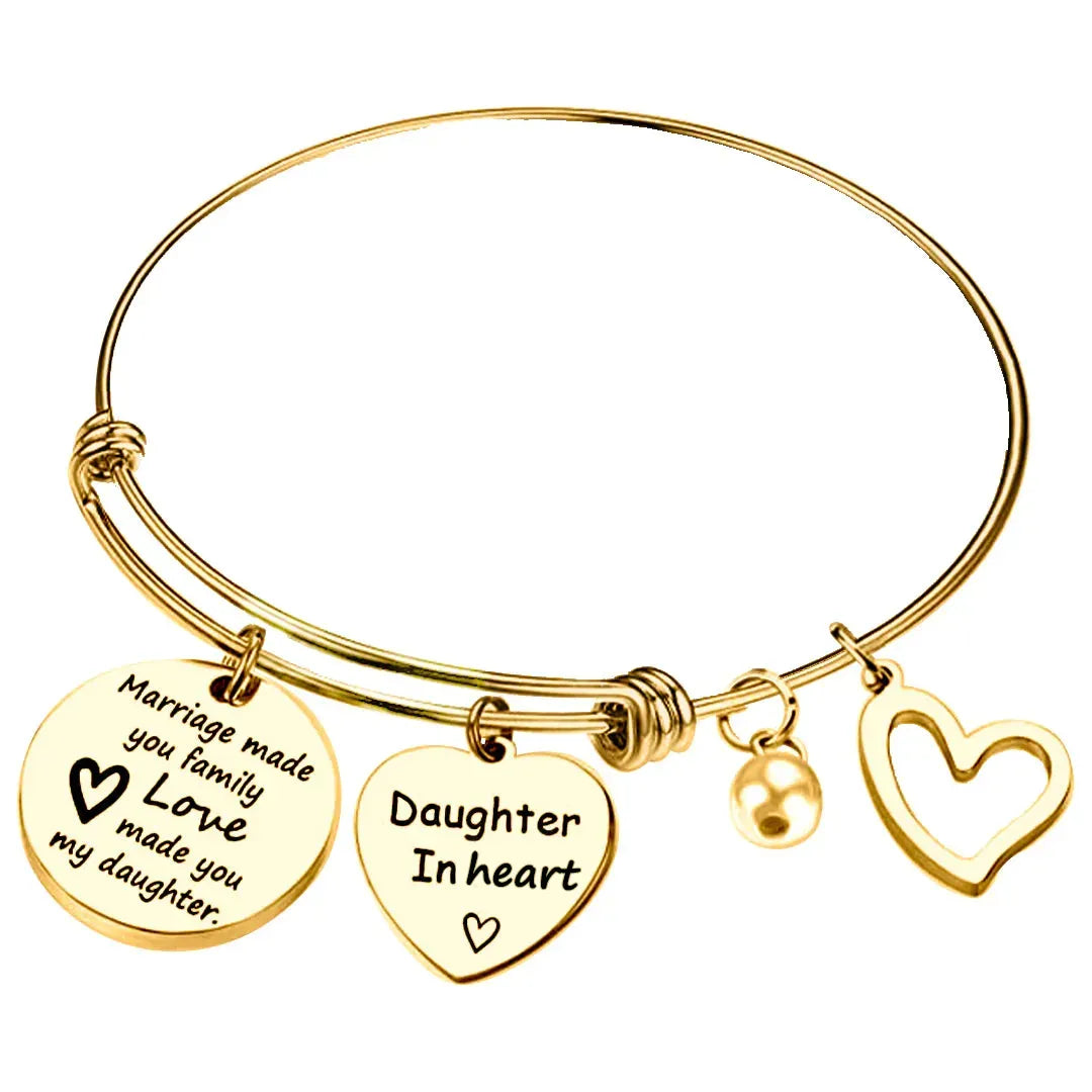 FOR DAUGHTER-IN-LAW - MARRIAGE MADE YOU FAMILY LOVE MADE YOU MY DAUGHTER BANGLE BRACELET