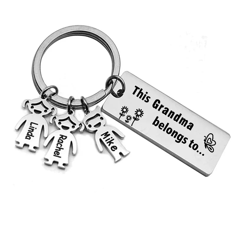 FOR GRANDMA - THE GRANDMA BELONGS TO... NAME CUSTOM KEYCHAIN