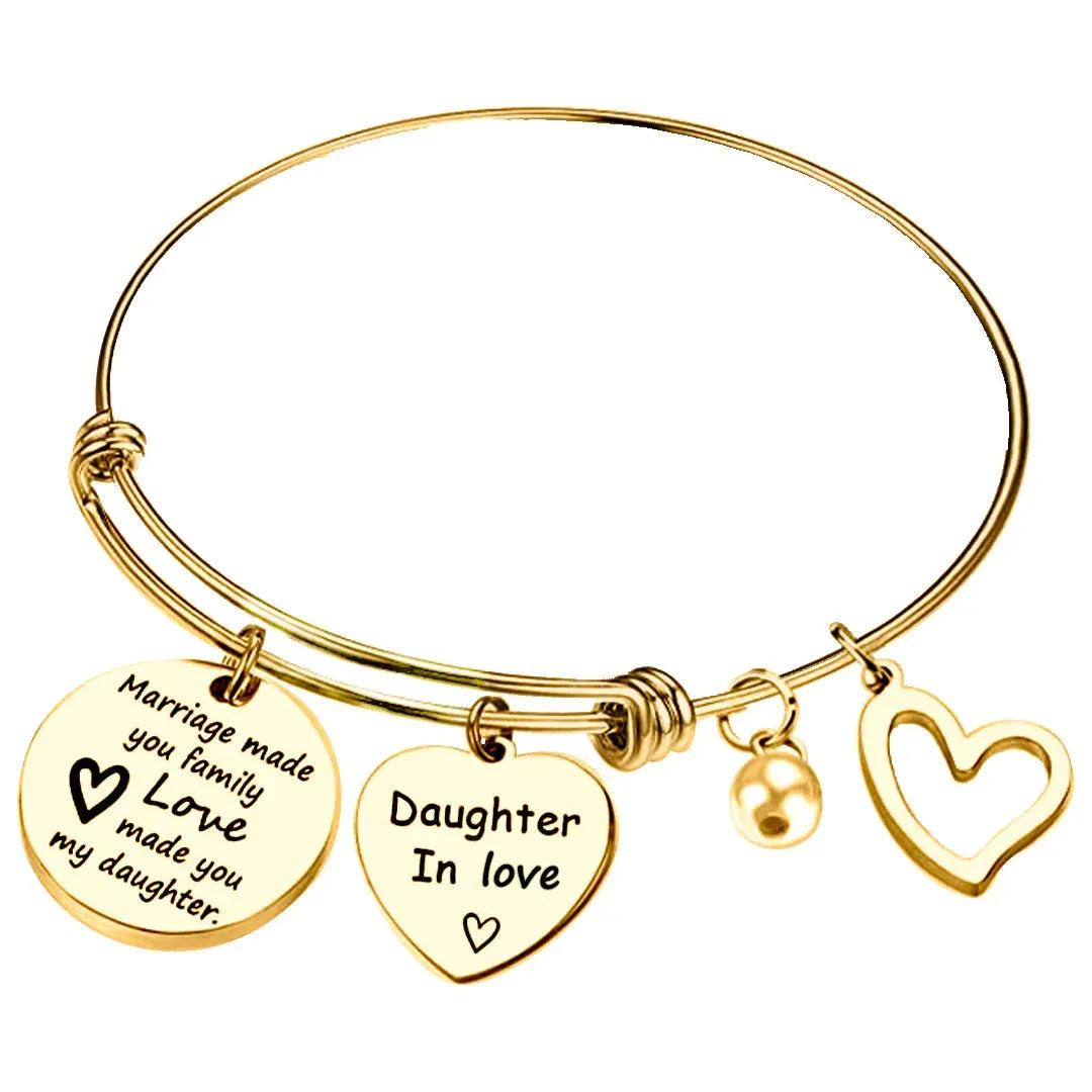 FOR DAUGHTER-IN-LAW - MARRIAGE MADE YOU FAMILY LOVE MADE YOU MY DAUGHTER BANGLE BRACELET