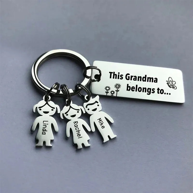 FOR GRANDMA - THE GRANDMA BELONGS TO... NAME CUSTOM KEYCHAIN