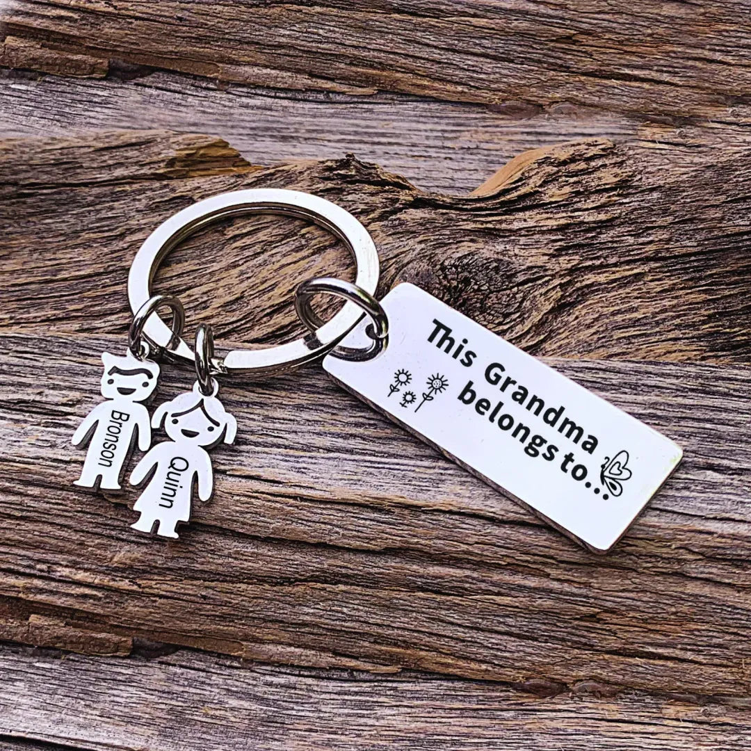 FOR GRANDMA - THE GRANDMA BELONGS TO... NAME CUSTOM KEYCHAIN