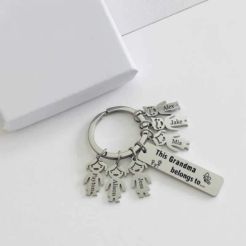 FOR GRANDMA - THE GRANDMA BELONGS TO... NAME CUSTOM KEYCHAIN