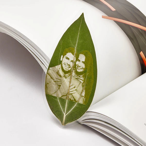 Personalized Photo Leaf Bookmark Custom Leaf Carving Bookmarks Leaf Carving Art Unique Gift for Reader