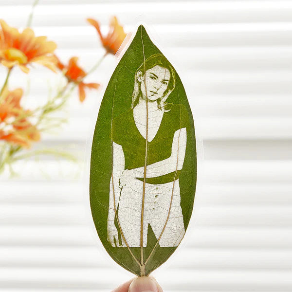 Personalized Photo Leaf Bookmark Custom Leaf Carving Bookmarks Leaf Carving Art Unique Gift for Reader