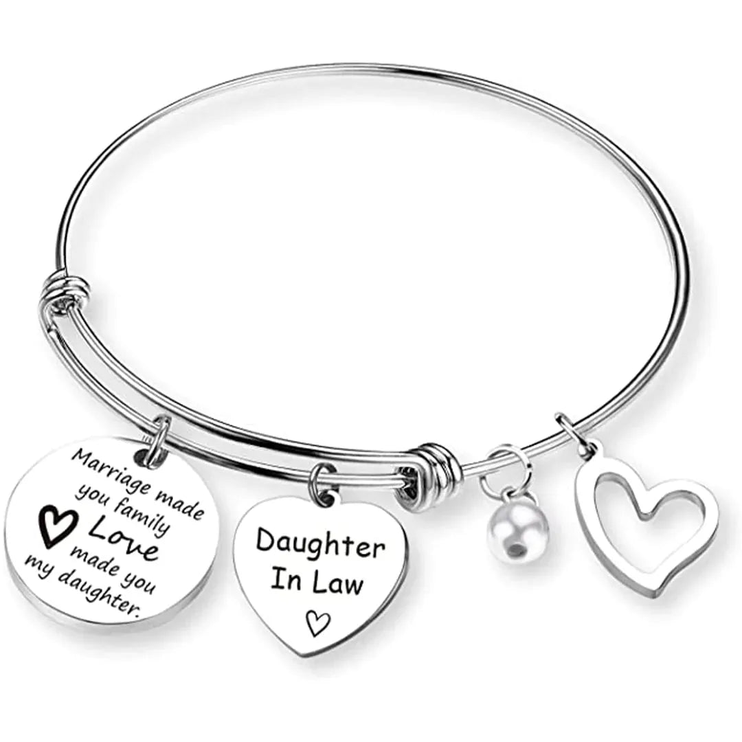 FOR DAUGHTER-IN-LAW - MARRIAGE MADE YOU FAMILY LOVE MADE YOU MY DAUGHTER BANGLE BRACELET