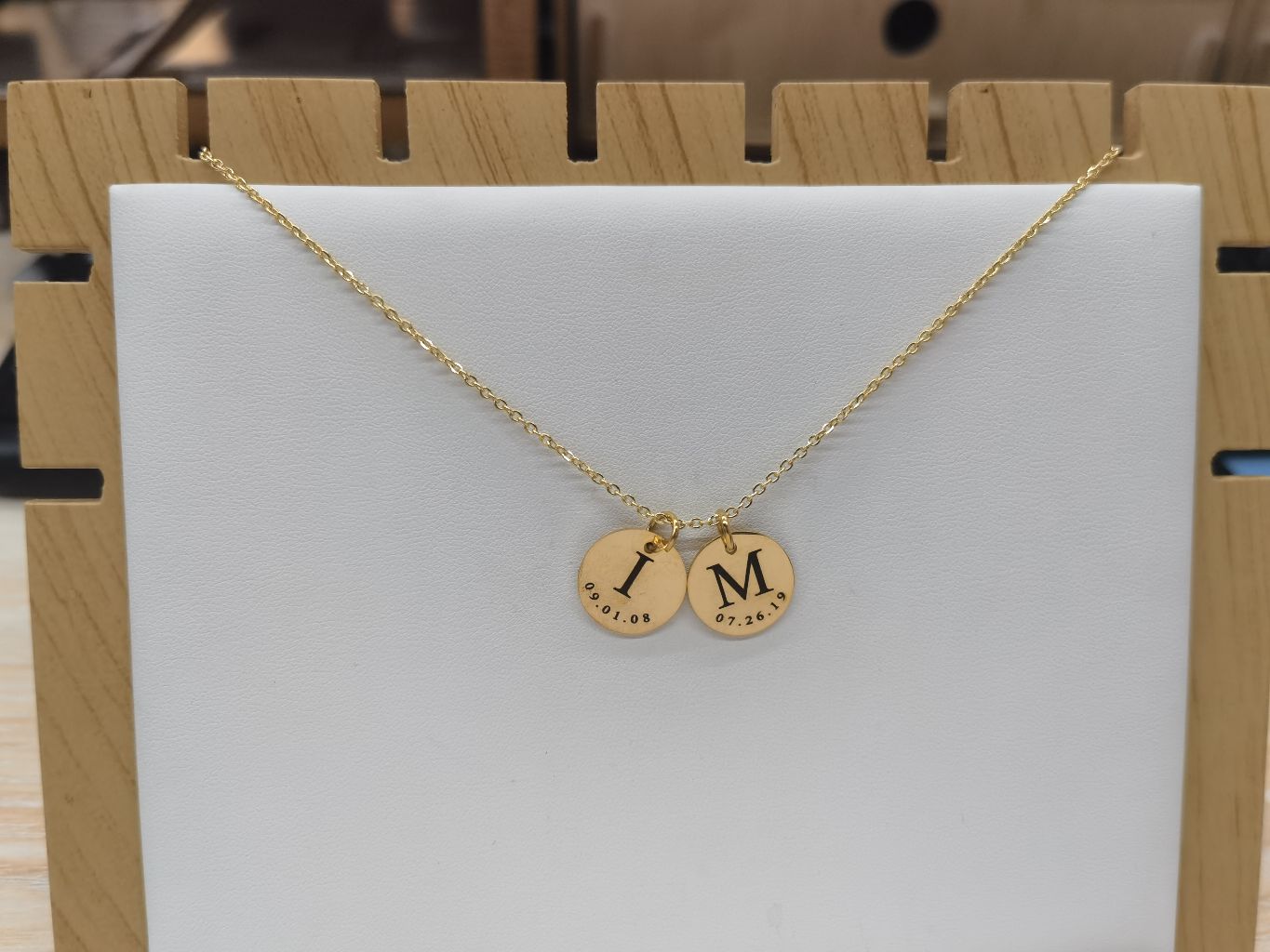 Initial & Date Pendant Necklace